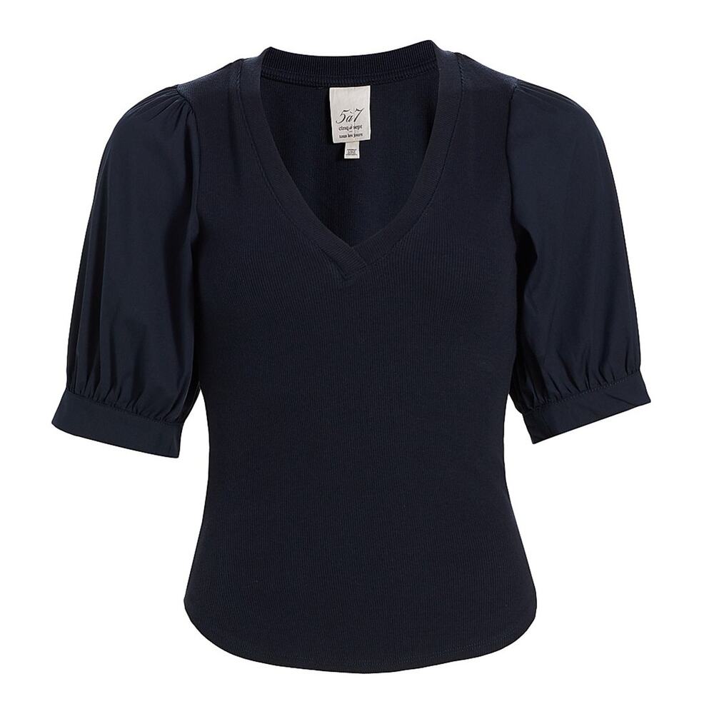 Cinq A Sept Puff-Sleeve Blue Amaya Top Size XS